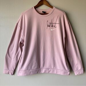 Nike Crewneck Sweatshirt with Pockets and ‘Just Do It' Script Women’s Large